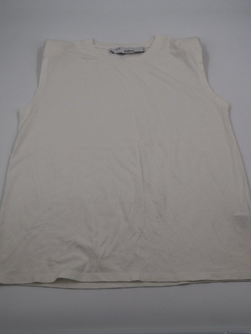 IRO Loud Muscle Tee Women Large White Padded Shoulder Cotton Sleeveless Top